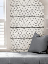 Harris Black Peel & Stick Wallpaper with Geometric Minimalist Pattern - NuWallpaper NUS4379