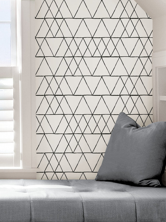 Harris Black Peel & Stick Wallpaper with Geometric Minimalist Pattern - NuWallpaper NUS4379