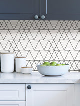 Harris Black Peel & Stick Wallpaper with Geometric Minimalist Pattern - NuWallpaper NUS4379