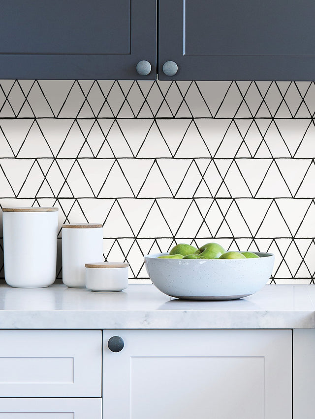 Harris Black Peel & Stick Wallpaper with Geometric Minimalist Pattern - NuWallpaper NUS4379
