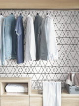 Harris Black Peel & Stick Wallpaper with Geometric Minimalist Pattern - NuWallpaper NUS4379