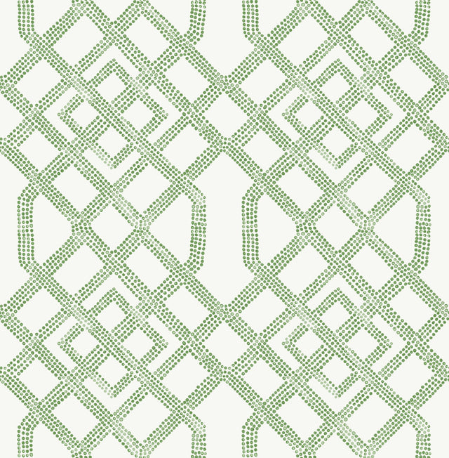 Tanner Green Peel & Stick Wallpaper with Geometric Trellis Pattern - NuWallpaper NUS4382