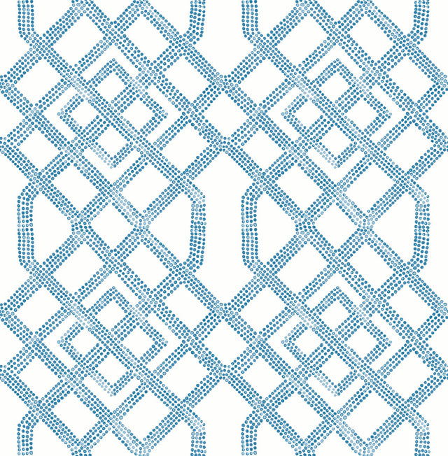 Tanner Blue Peel & Stick Wallpaper with Geometric Trellis Pattern - NuWallpaper NUS4384