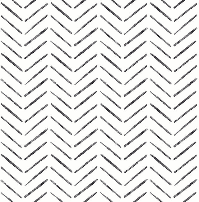 Holden Black Peel & Stick Wallpaper with Modern Geometric Chevron Pattern - NuWallpaper NUS4387