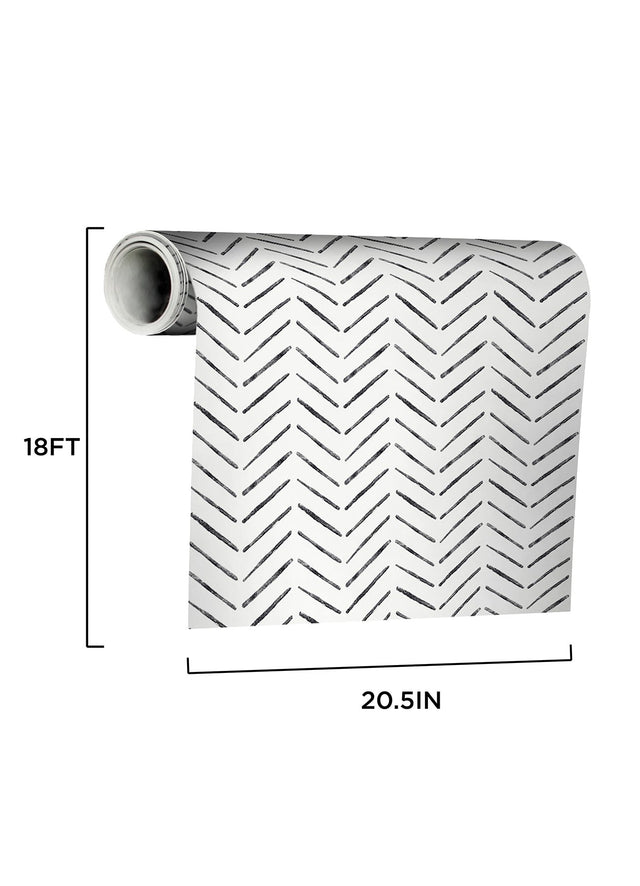 Holden Black Peel & Stick Wallpaper with Modern Geometric Chevron Pattern - NuWallpaper NUS4387