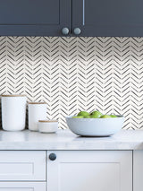 Holden Black Peel & Stick Wallpaper with Modern Geometric Chevron Pattern - NuWallpaper NUS4387