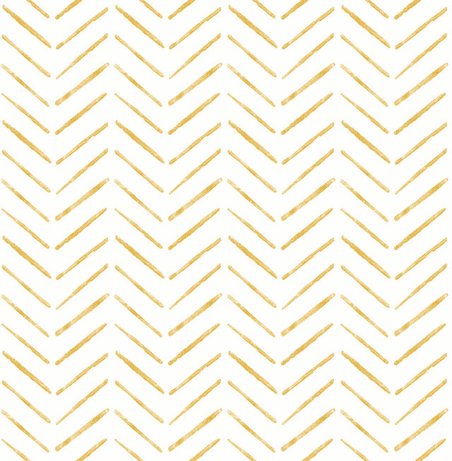 Holden Ochre Peel & Stick Wallpaper with Modern Geometric Chevron Pattern - NuWallpaper NUS4388