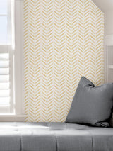 Holden Ochre Peel & Stick Wallpaper with Modern Geometric Chevron Pattern - NuWallpaper NUS4388