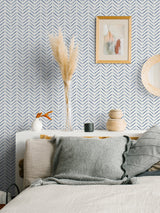 Holden Indigo Peel & Stick Wallpaper with Modern Chevron Geometric Pattern - NuWallpaper NUS4389