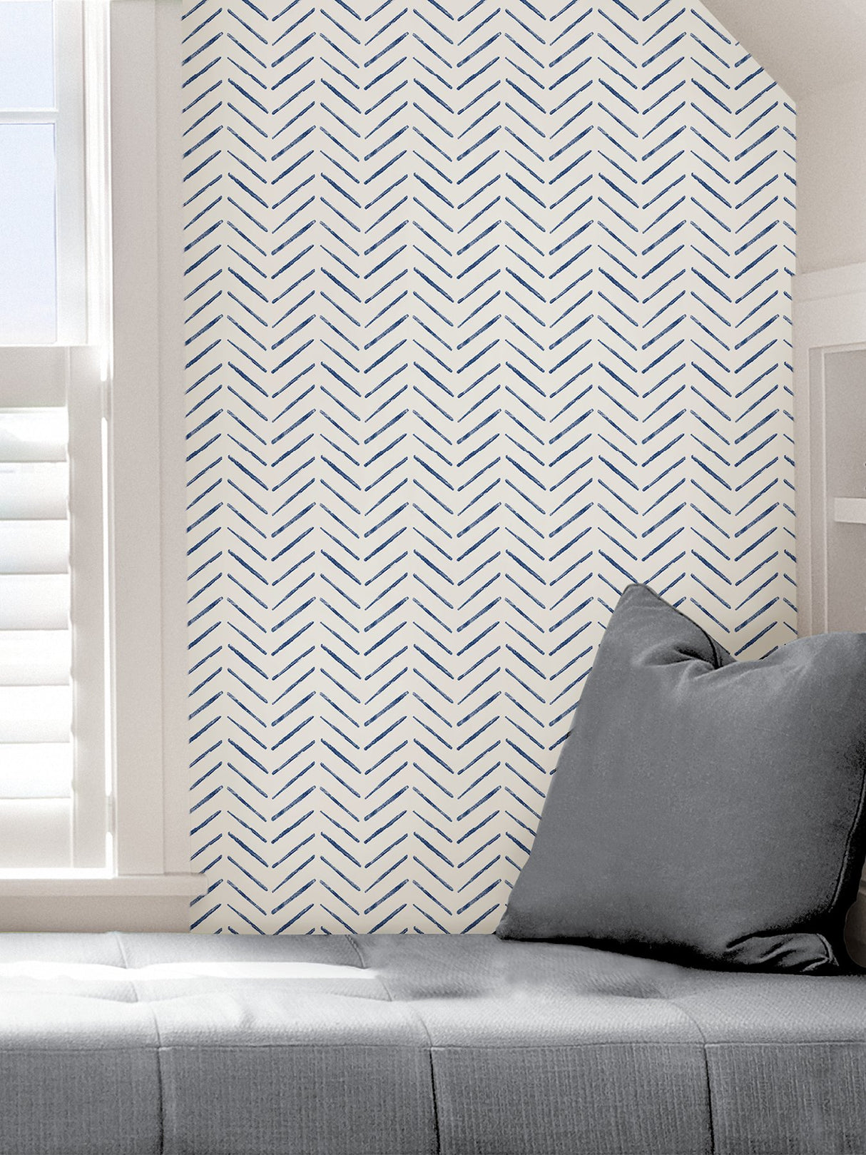 Holden Indigo Peel & Stick Wallpaper with Modern Chevron Geometric Pattern - NuWallpaper NUS4389