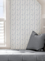 Holden Indigo Peel & Stick Wallpaper with Modern Chevron Geometric Pattern - NuWallpaper NUS4389