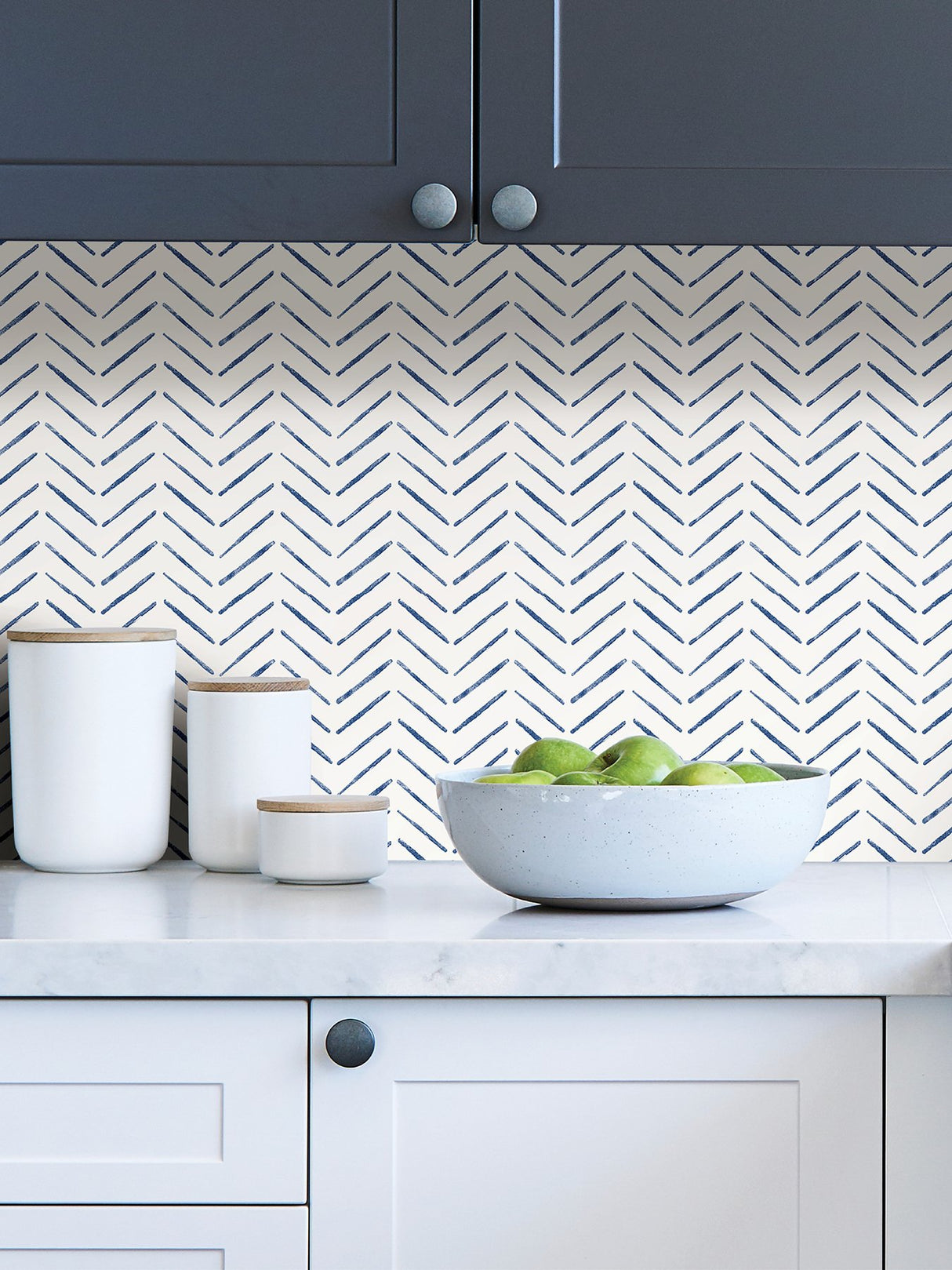 Holden Indigo Peel & Stick Wallpaper with Modern Chevron Geometric Pattern - NuWallpaper NUS4389