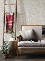 Escape to the Forest Taupe Peel & Stick Wallpaper with Scandinavian Damask Pattern - NuWallpaper NUS4393