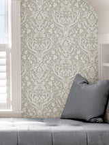 Escape to the Forest Taupe Peel & Stick Wallpaper with Scandinavian Damask Pattern - NuWallpaper NUS4393