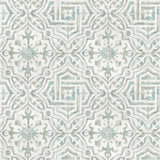 Landondale Teal & Grey Peel & Stick Wallpaper with Spanish Tile Geometric Pattern - NuWallpaper NUS4395