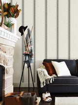 Landondale Charcoal Peel & Stick Wallpaper with Woven Stripe Pattern - NuWallpaper NUS4398