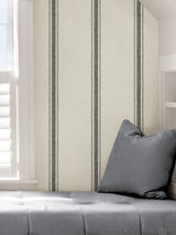 Landondale Charcoal Peel & Stick Wallpaper with Woven Stripe Pattern - NuWallpaper NUS4398