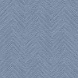 Sampson Blue Peel & Stick Wallpaper with Textured Chevron Linen Motif - NuWallpaper NUS4399