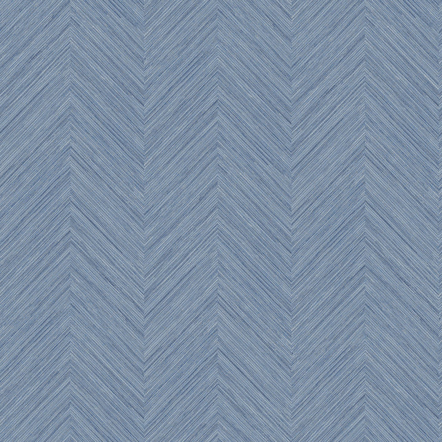Sampson Blue Peel & Stick Wallpaper with Textured Chevron Linen Motif - NuWallpaper NUS4399