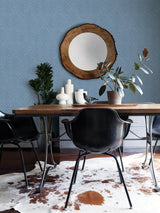 Sampson Blue Peel & Stick Wallpaper with Textured Chevron Linen Motif - NuWallpaper NUS4399