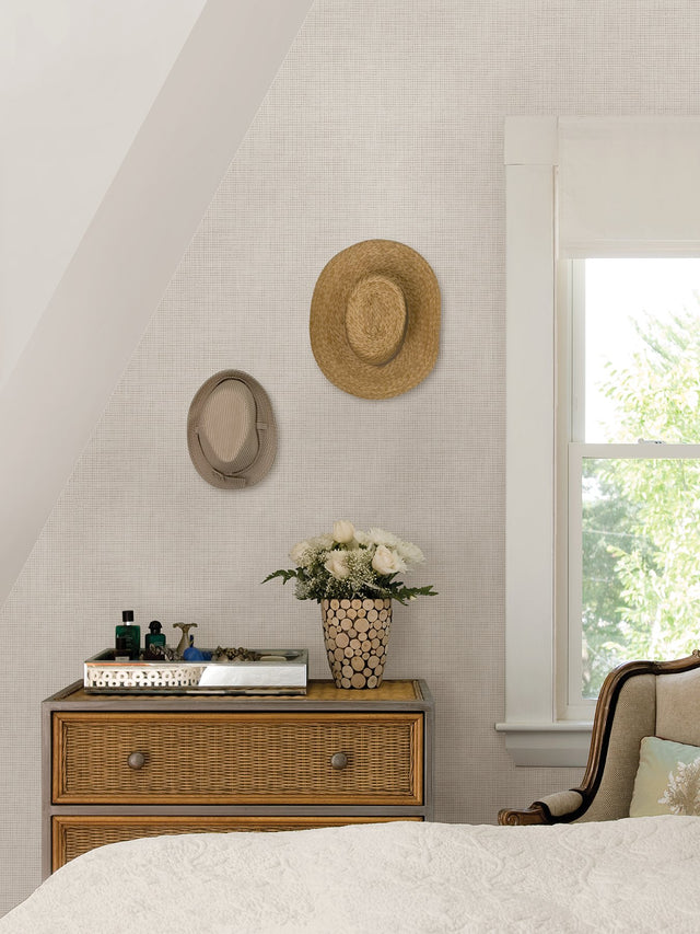 Nolan Cream Peel & Stick Wallpaper with Modern Textured Linen Pattern - NuWallpaper NUS4401
