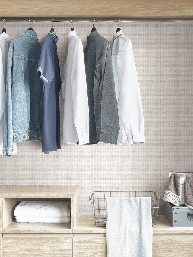 Nolan Cream Peel & Stick Wallpaper with Modern Textured Linen Pattern - NuWallpaper NUS4401