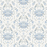 Shellby Blue Peel & Stick Wallpaper with Coastal Crab Damask - NuWallpaper NUS4447