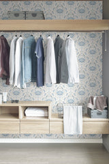 Shellby Blue Peel & Stick Wallpaper with Coastal Crab Damask - NuWallpaper NUS4447