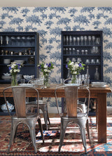 Alder Denim Peel & Stick Wallpaper with Traditional Tree Motif - NuWallpaper NUS4472