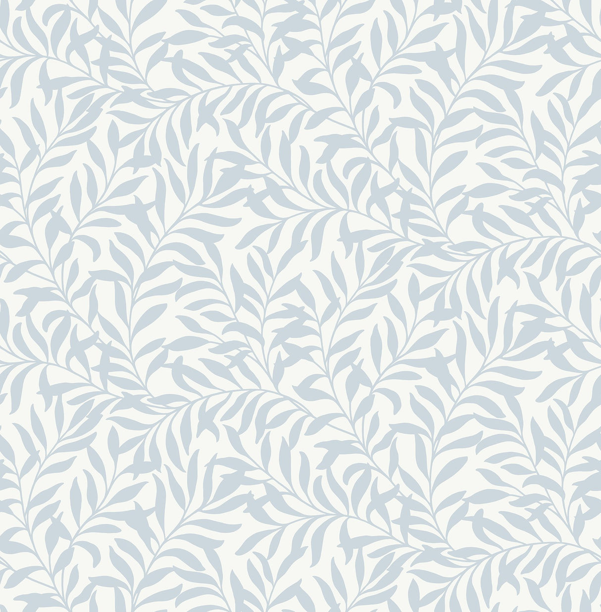 Wisley Blue Peel & Stick Wallpaper with Botanical Leaves Pattern, Traditional Style - NuWallpaper NUS4476