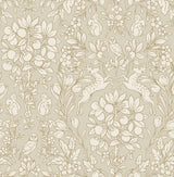 Enchanted Taupe Peel & Stick Wallpaper with Woodland Damask Pattern - NuWallpaper NUS4478