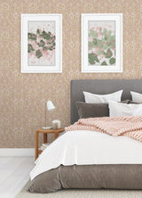 Enchanted Blush Peel & Stick Wallpaper with Scandinavian Woodland Damask - NuWallpaper NUS4479