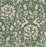 Enchanted Emerald Peel & Stick Wallpaper with Scandinavian Woodland Damask - NuWallpaper NUS4480