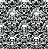 Skulls Black Fieri Novelty Peel & Stick Wallpaper with Skull Damask Pattern - NuWallpaper NUS4551