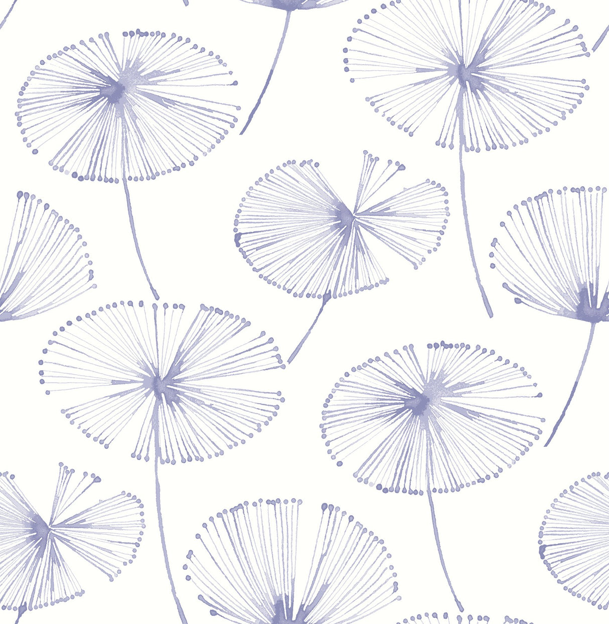 Aya Flower Periwinkle Peel & Stick Wallpaper with Modern Botanical Floral Pattern - NUS4625