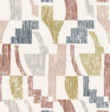 Lenny Warm Geometric Peel & Stick Wallpaper with Bohemian Abstract Motif - NuWallpaper NUS4632