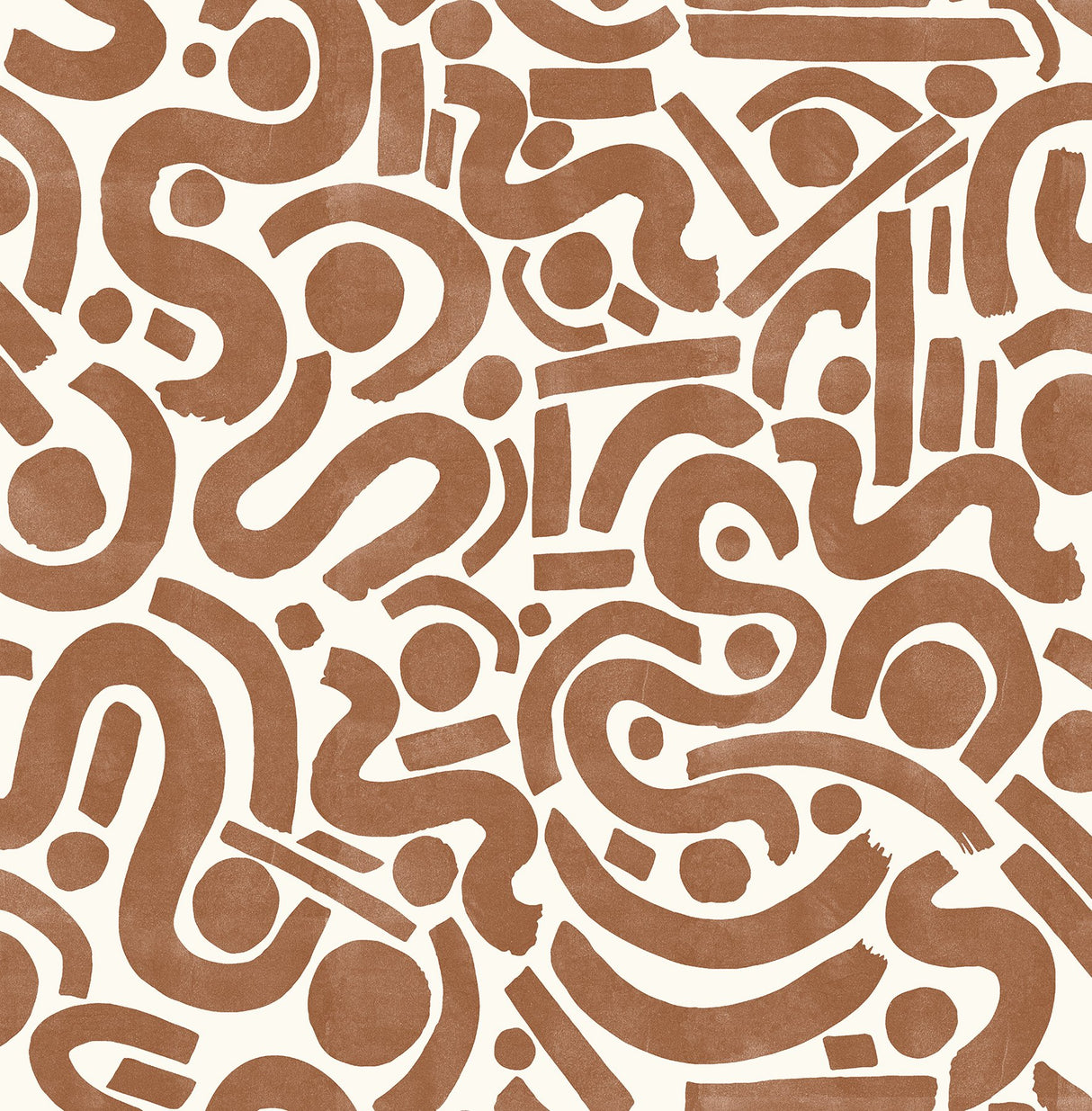 Edie Terracotta Geometric Peel & Stick Wallpaper with Bohemian Abstract Motif - NuWallpaper NUS4635
