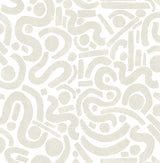Edie Taupe Geometric Peel & Stick Wallpaper with Bohemian Abstract Motif - NuWallpaper NUS4636