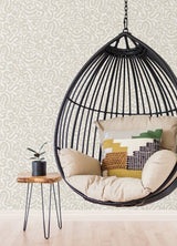 Edie Taupe Geometric Peel & Stick Wallpaper with Bohemian Abstract Motif - NuWallpaper NUS4636