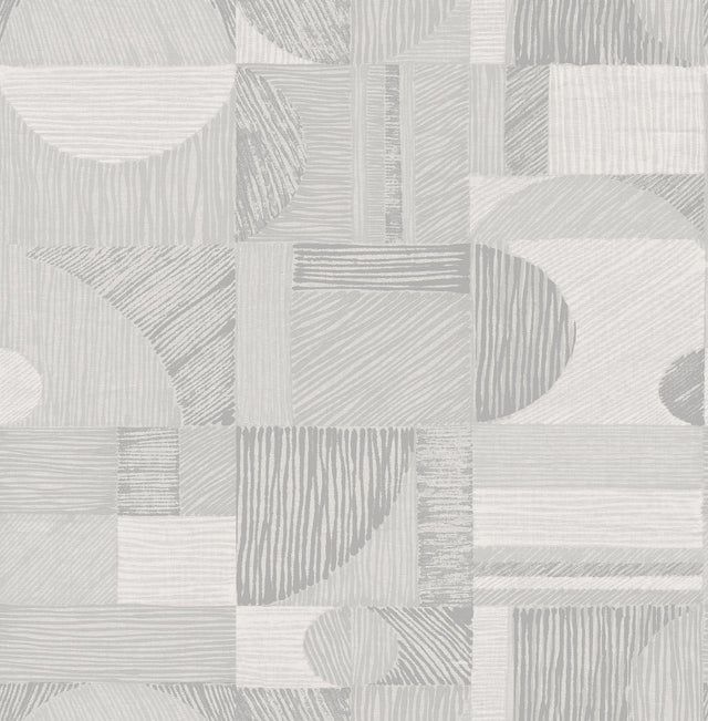 Margo Silver Geometric Peel & Stick Wallpaper with Metallic Modern Abstract Geometrics - NuWallpaper NUS4639