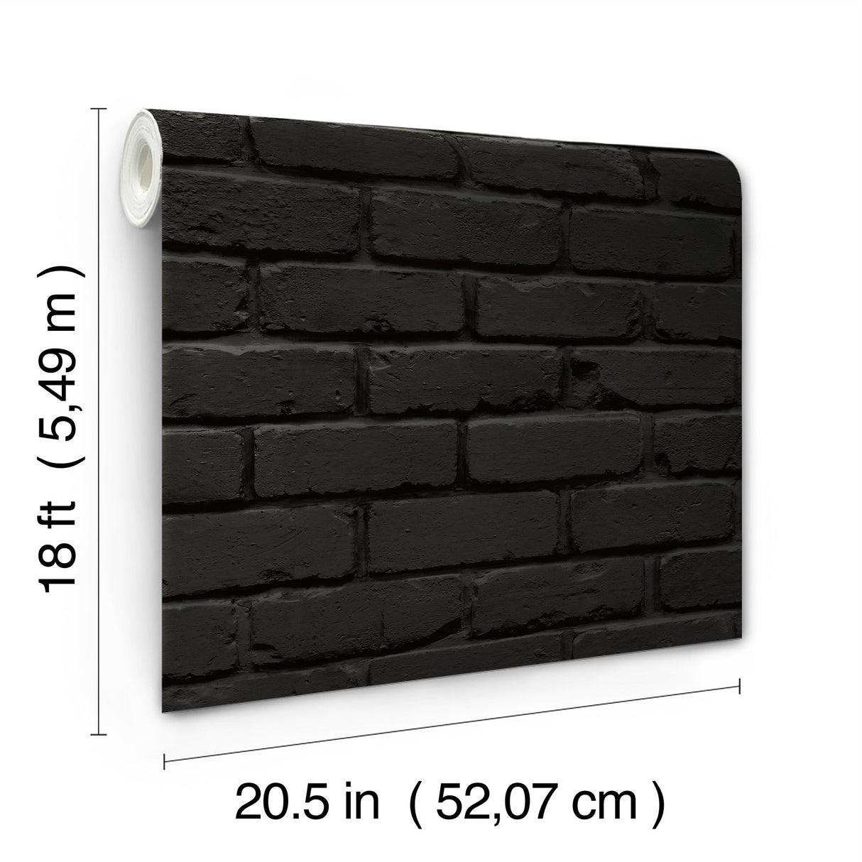 Amsterdam Black Brick Peel & Stick Wallpaper with Modern Graphic Brick Motif - NuWallpaper NUS4842