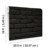 Amsterdam Black Brick Peel & Stick Wallpaper with Modern Graphic Brick Motif - NuWallpaper NUS4842