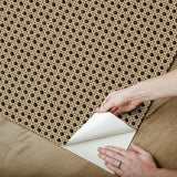 Rattan Caning Honey Peel & Stick Wallpaper with Modern Graphic Woven Motif - NUS4844