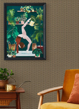Rattan Caning Honey Peel & Stick Wallpaper with Modern Graphic Woven Motif - NUS4844