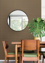 Rattan Caning Honey Peel & Stick Wallpaper with Modern Graphic Woven Motif - NUS4844