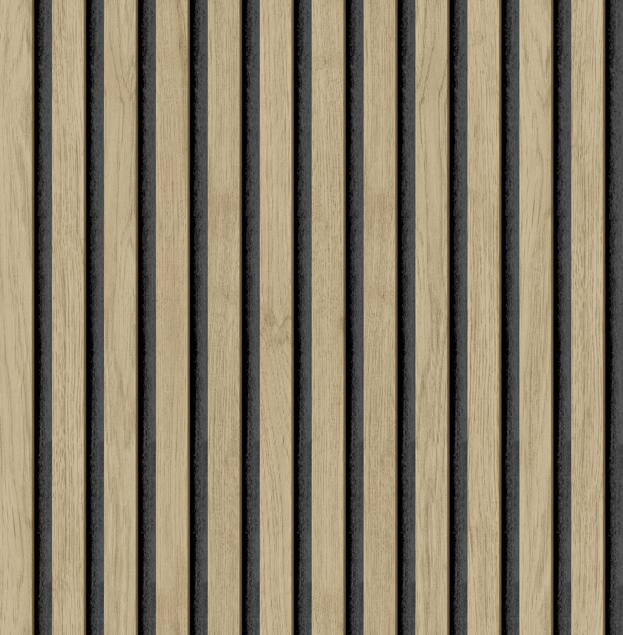 Slat Wood Oak Peel & Stick Wallpaper with Charcoal Wood Slat Motif - NuWallpaper NUS4846