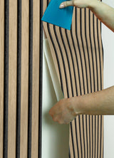 Slat Wood Oak Peel & Stick Wallpaper with Charcoal Wood Slat Motif - NuWallpaper NUS4846