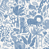 Sweet Safari Blue Peel & Stick Wallpaper with Playful Jungle Animals - NuWallpaper NUS4850