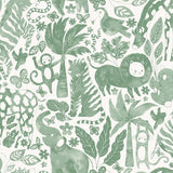 Sweet Safari Green Peel & Stick Wallpaper with Kids Jungle Animal Motif - NuWallpaper NUS4851