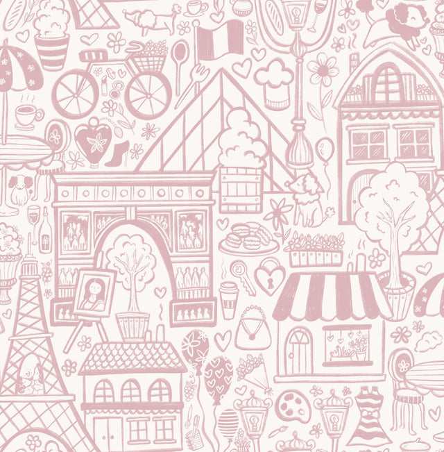 Oui Paris Pink Peel & Stick Wallpaper